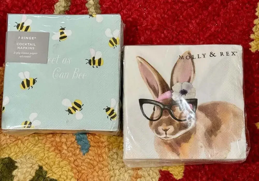 Fringe Studio Sweet As Can Bee Napkins & Molly & Rex Headband Bunny Napkins (2)